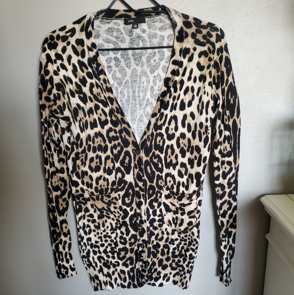 Womens Lightweight Leopard Cardigan - XS